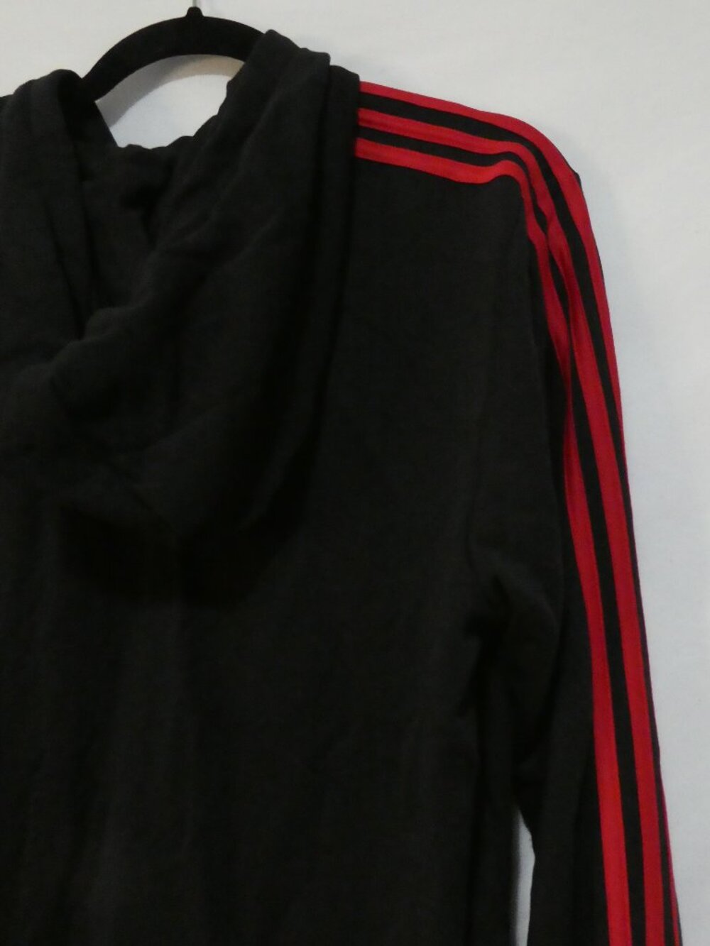 ADIDAS Manchester United Black Red Striped Zip-Up Sweatshirt Hoodie - P2P 23" - Picture 15 of 16